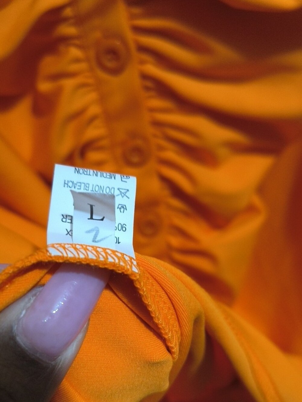 Bright Orange Ruched Button-Front Dress - Picture 3 of 4